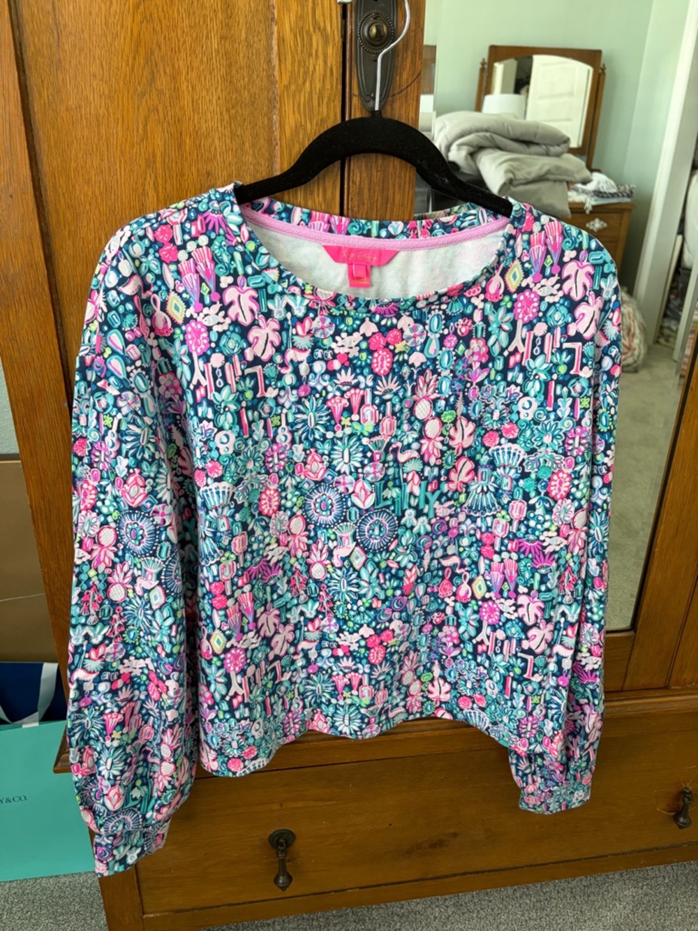 Lilly Pulitzer Women's Floral Pattern Crewneck Top - Pink & Blue
